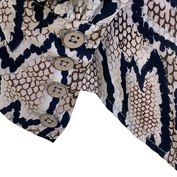 Cabi Womens Snake Print Long Sleeve Blouse With Button Cuffs Md - Picture 6 of 7